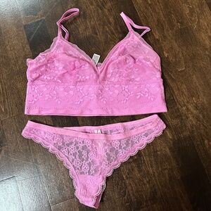 Victoria's Secret Pink Lace Bralette and Thong Set, NWOT, Size Small